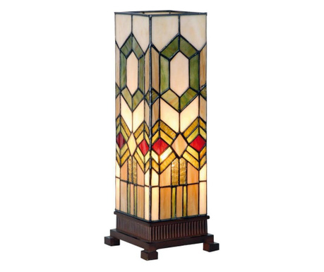 Настолна лампа с Основа от От Полирезин Кафяво И Абажур От стъкло Tiffany 12 См x 12 См x 35 h  0