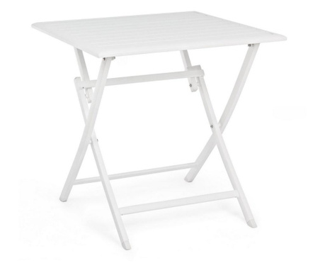 Fehér alumínium összecsukható asztal Elin 70 cm x 70 cm x 71 h