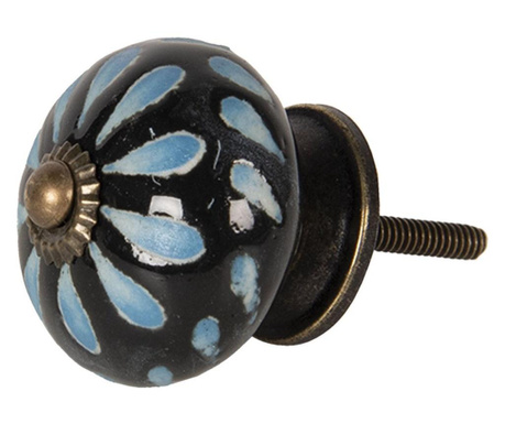 Pohištveni gumb iz zlatega železa in modro črne keramike Ø 4 cm x 4 cm