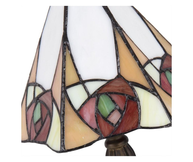 Настолна лампа с Основа от От Полирезин Кафяво И Стъклото Tiffany 20 См x 18 См x 37 h  0