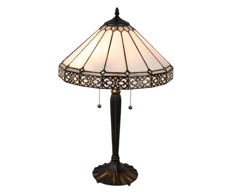 Настолна лампа с Основа от От Полирезин Черен И Абажур От стъкло БежовTiffany Ø 41 См x 62 h  0