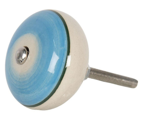 Pohištveni gumb iz železa in krem modre keramike Ø 4 cm x 3 cm