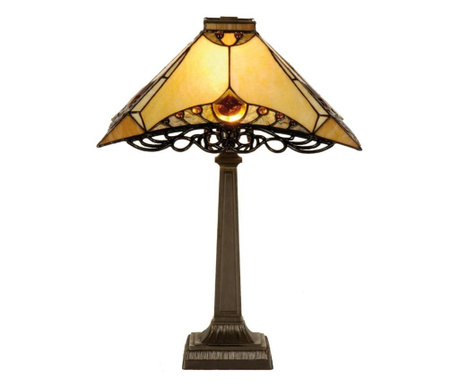 Настолна лампа с Основа от От Метал Кафяво И Абажур От стъкло Tiffany 36 См x 36 См x 50 h  0