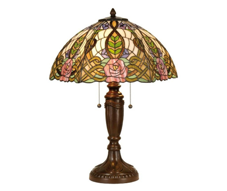 Настолна лампа с Основа от От Полирезин Кафяво И Абажур От стъкло Tiffany Ø 47 См x 61 h  0