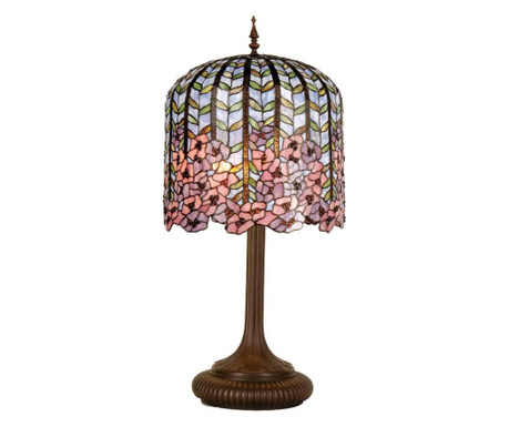 Настолна лампа с Основа от От Полирезин Кафяво И Абажур От стъкло Tiffany Ø 40 См x 84 h  0