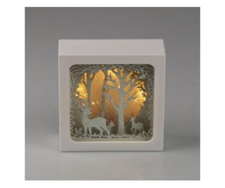 Decoratiune Craciun Forest box cu LED, 10 cm