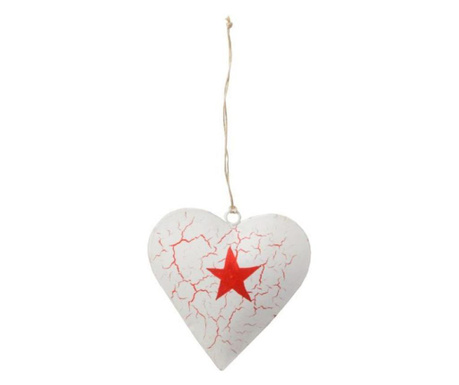 Decoratiune Craciun Heart with Red star, 10x10 cm