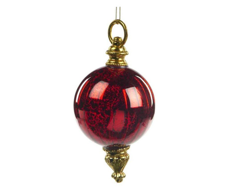 Glob de sticla Baroque 8cm - Rosu/Auriu