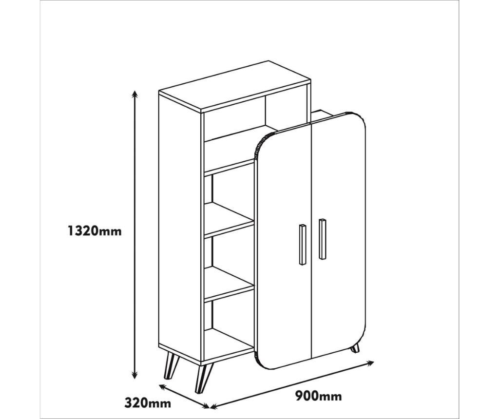 Corp biblioteca Hommy Craft, Form  Walnut White, PAL melaminat, 90x32x132 cm, alb - 4