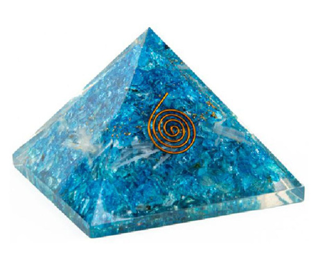 Piramida Orgonica Azurite, EZERA, din cristale de Acvamarin, Cuart Alb, praf de Cupru si spirala vibrationala de Cupru