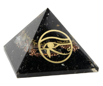 Piramida Orgonica Ebony, Ezera, din Turmalina Neagra, Cuart Alb, Cupru si simbol Ochiul Lui Horus pentru protectie electromagnet