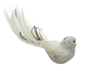 Ornament pasare clips, alb, 17x4.5 cm Decodepot, 17x4.5 cm, Alb