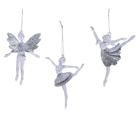 Decoratiune cu agatatoare, balerina, argintiu Decodepot, 14 cm, Argintiu