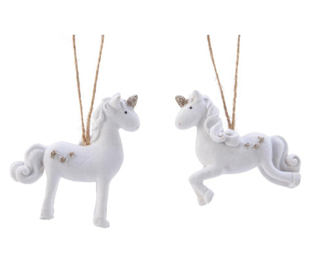 Figurina cu agatatoare unicorn, alb, 9 cm Decodepot, 9 cm, Alb