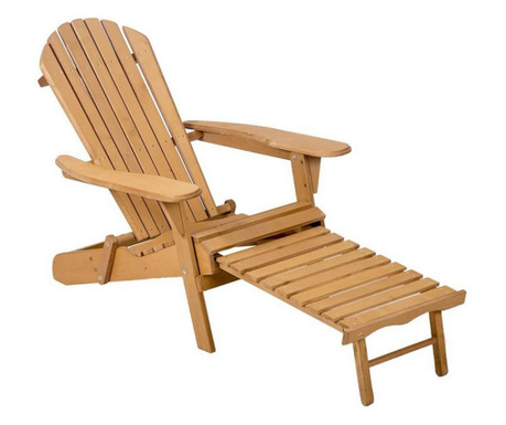 Záhradná drevená stolička s podnožkou, viac farieb, prírodná