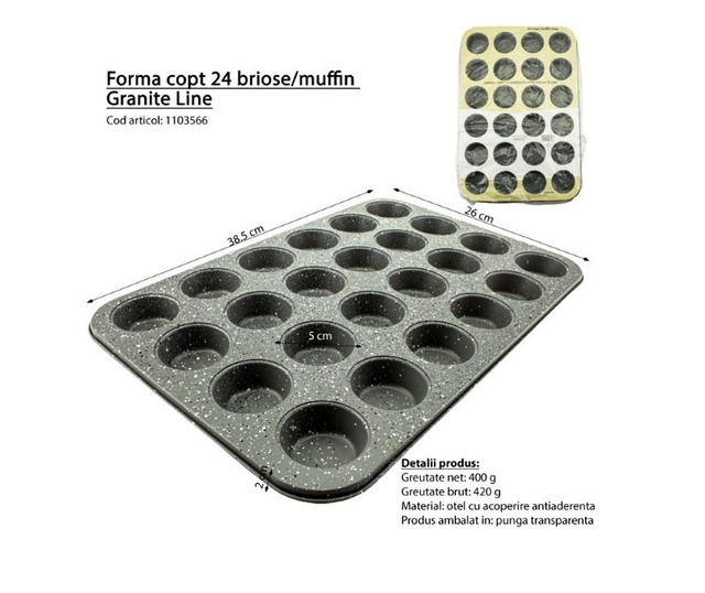 Tava muffins 24 briose granite line, Azhome