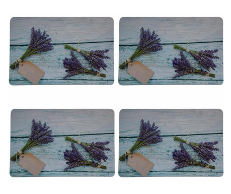 Set suport farfurie Pufo pentru servirea mesei, model Lavender, 4 bucati, 43 x 28 cm