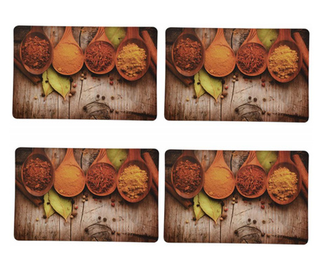 Set suport farfurie Pufo pentru servirea mesei, model Spices, 4 bucati, 43 x 28 cm