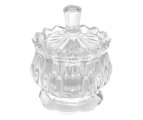 Bomboniera tip zaharnita Pufo Elegance din sticla cu capac, 12 cm