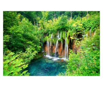 Fototapeta samoljepljiva Vodopad56 Vodopad u zelenoj šumi, 220 x 135 cm