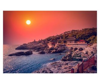 Ταπετσαρία "Beach Sunset Temple", 300 x 200 εκ.