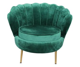 Fotoliu fleur,80x78x73 cm,culoare verde smarald,tapitat textil aspect catifea,picioare metal auriu,perna sezut inclusa