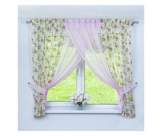 Perdea Decolis mini Betty rosu cu Voal roz M7.3 latime 270 cm, inaltime 150 cm