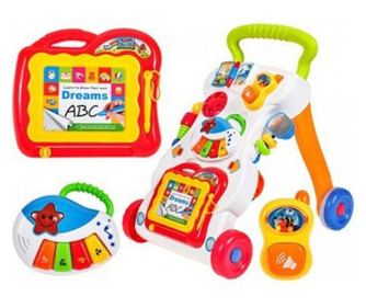 Antemergator 2 in 1 cu activitati, pian si tablita de scris