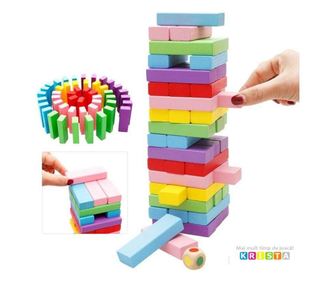 Joc Blocuri Tip Jenga Mare Color