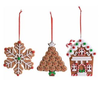 3 db polirezin karácsonyfadísz készlet Sweet Cake modell 10x12 cm