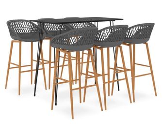 Σετ Επίπλων Μπαρ, 7 Τεμάχια, Μαύρο και Γκρι