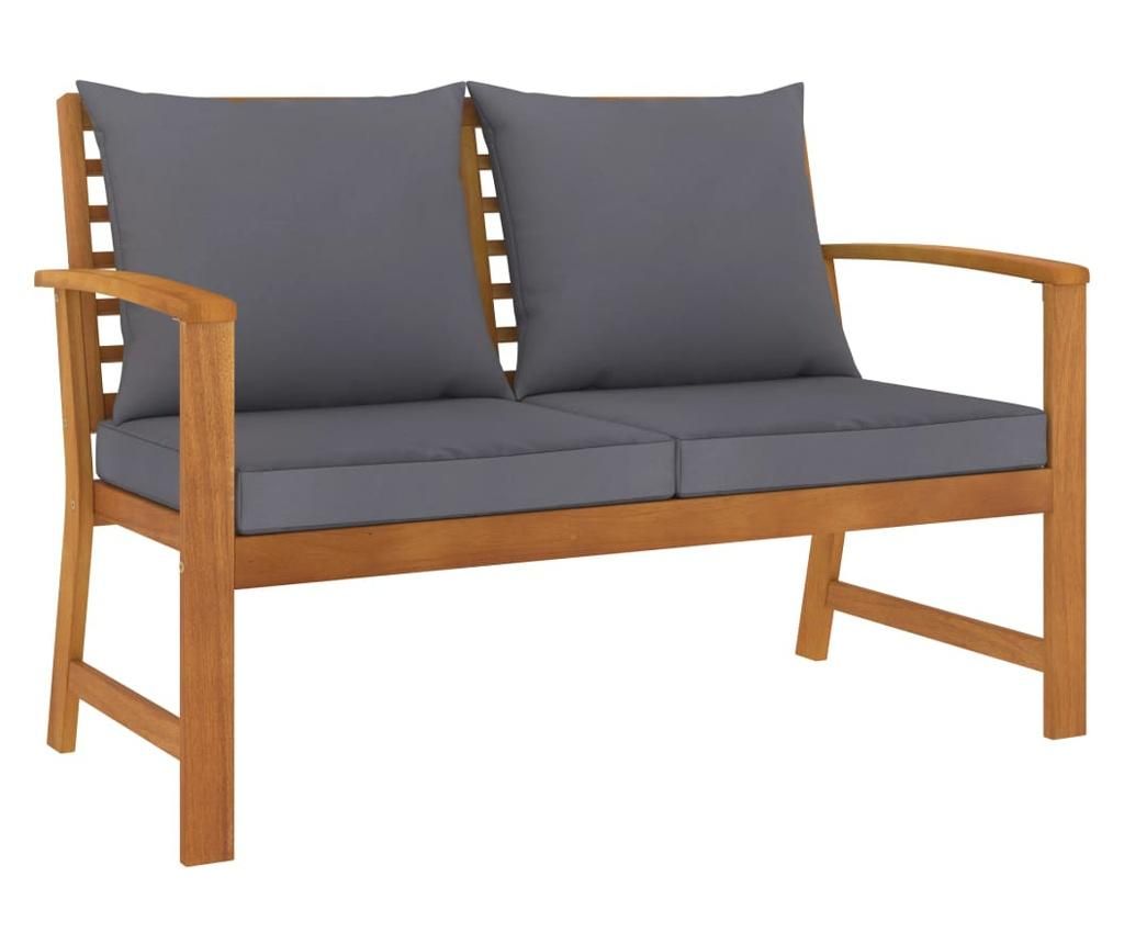 Vrtna klop z temno sivim oblazinjenjem 120 cm, masivni akacijev les