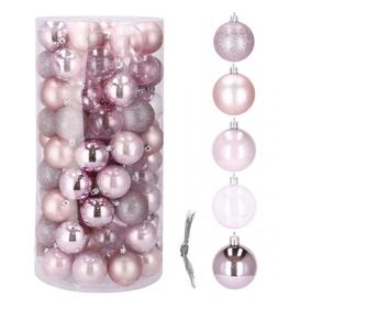 Set božićnih kuglica, 100 komada, 6 cm, ružičaste