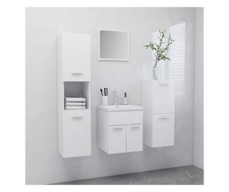 Set mobilier de baie, alb, PAL