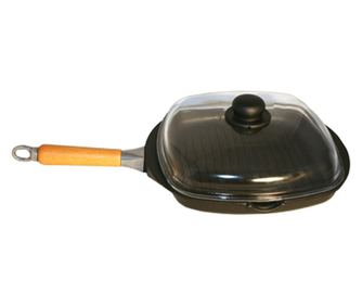 ANTIK ARS Tigaie grill 28x28xh5cm, aluminiu, strat antiaderent cu capac sticla