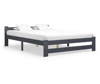 Ágykeret, sötétszürke, 120 x 200 cm, tömör fenyőfa
