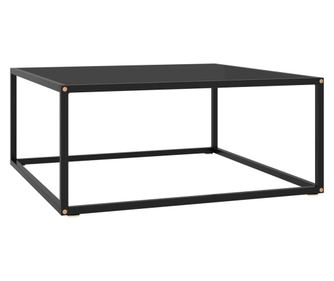 Stolić za kavu, crni s crnim staklom, 80x80x35 cm