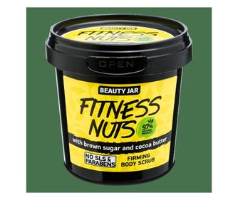 Scrub pentru fermitatea corpului, cu zahar brun si unt de cacao, Fitness Nuts, Beauty Jar, 200 g