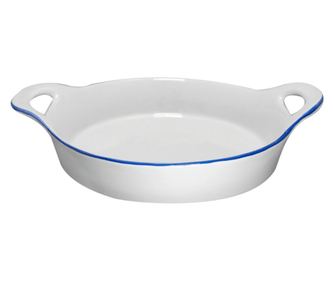 Мини Кръгла керамична тавичка за печене 21xh6cm БЯЛА