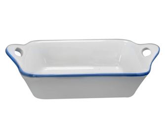 Мини Правоъгълна керамична тавичка за печене 20,3x12xh6cm БЯЛА