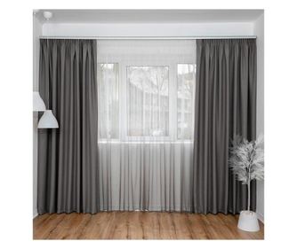 Set decolis, draperie blackout evelyn gri bazalt 2 buc x 150 cm, cu perdea grace degrade gri 1 buc x 300 cm, h-250 cm  300 x 250
