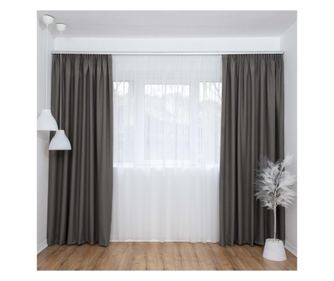 Set decolis, draperie blackout evelyn gri bazalt 2 buc x 150 cm, cu perdea voal alb 1 buc x 300 cm, h-250 cm  300 x 250