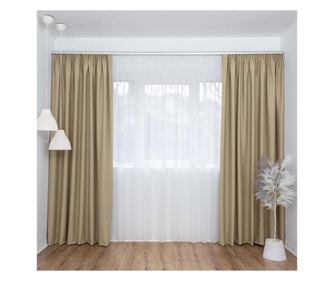 Set decolis, draperie blackout evelyn crem 2 buc x 150 cm, cu perdea voal alb 1 buc x 300 cm, h-250 cm  300 x 250