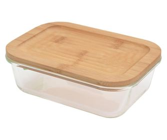 Cutie de sticla cu capac lemn, 640 ml