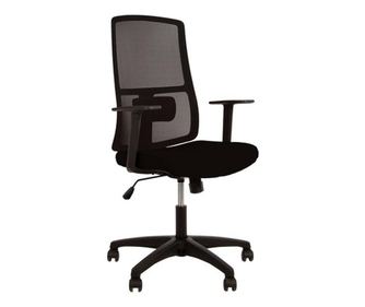 Stolica za ured MERCAS, s rukama, mreža/tekstil, crna