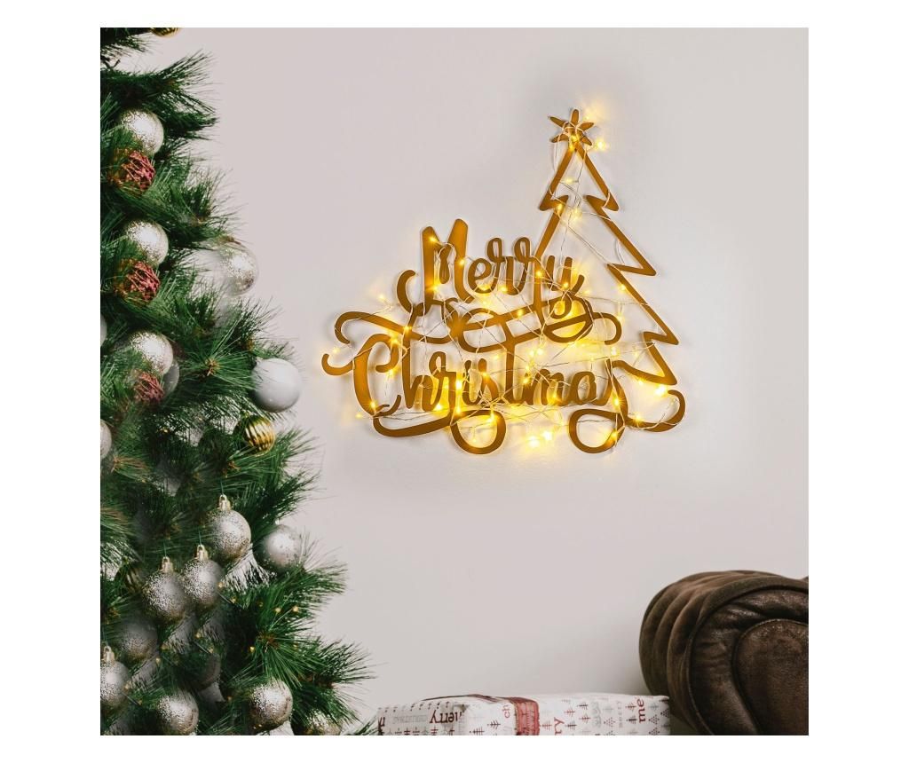 Decoratiune suspendabila de Craciun cu LED Tanelorn, Xmasgold, metal, 62x60x1 cm, auriu