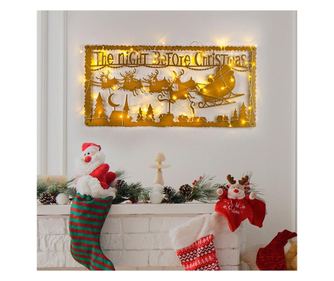 Decoratiune suspendabila de Craciun cu LED Tanelorn, Xmasgold, metal, 83x39x1 cm, auriu