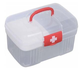Cutie organizator depozitare si pastrare medicamente, Pufo Medicine, 20 x 14 cm, rosu