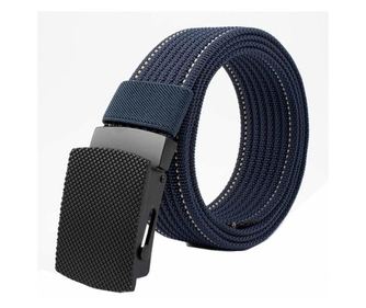 Мъжка каишка Pufo Casual Fit 3.8 x 120 см, метална катарама, синя