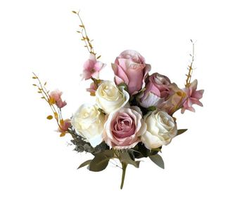 Buchet flori artificiale, trandafiri, alb/ roz, 50 cm  50 см